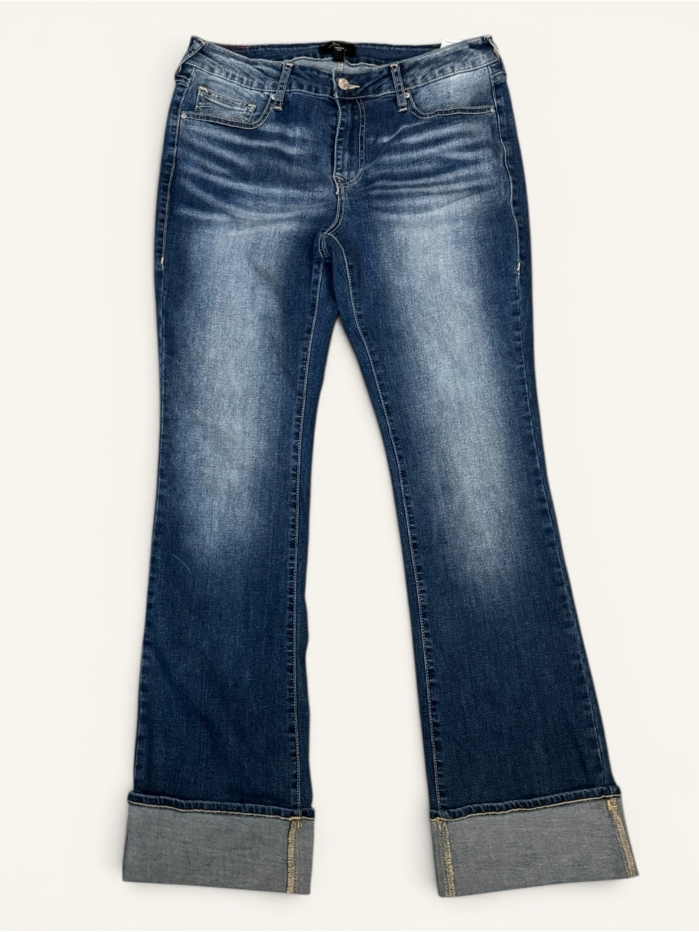 True Religion Becca Bootcut Mid Rise Cuff Jeans Medium Wash Size 32 - Picture 9 of 10